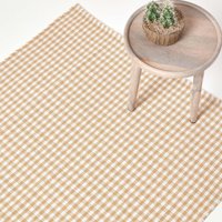 Cotton Gingham Check Rug Hand Woven cm x 120 cm