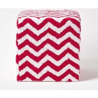 Homescapes Cube Pouffe Tufted Cotton 36 x 36 x 38 cm in Red