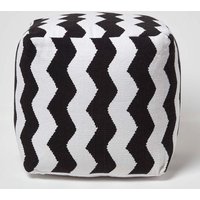 Homescapes Square Style Bean Footstool in Black