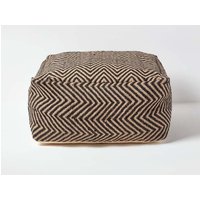 Homescapes Patterned Large Square Pouffe in Black