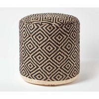Homescapes Aztec Style Jute Footstool Beanbag Round in Black