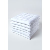 Homescapes 6 Pack Seat Pads Luxury 100% Cotton Indoor Outdoor Garden Cushion, 40cm in White | Size: 40 cm x 40 cm
