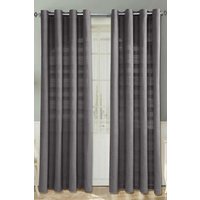 Homescapes Cotton Rajput Ribbed Curtain Pair in Charcoal | Size: 140 cm width x 137 cm drop