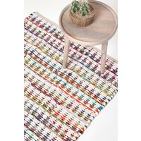 Handwoven Coloured Cotton Diamond Chindi Rug cm x 150 cm