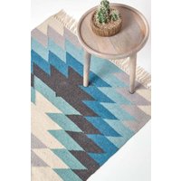Homescapes Helsinki Handwoven Geometric Pattern Kilim Wool Rug | Size: 160 cm x 230 cm