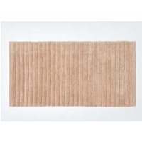 Homescapes Ribbed Cotton Spa Style Bath Mat in Beige
