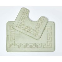 Homescapes Memory Foam Greek Key Bath Mat in Green