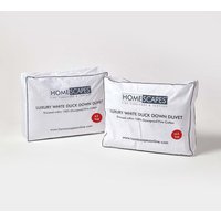 Homescapes Luxury White Duck Down 15 Tog All Seasons Duvet | Size: Super King