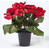 Homescapes Artificial Red Poppy Flower Arrangement in Grave Pot