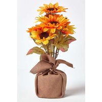 & Golden Artificial Sunflower Arrangement Burlap Pot