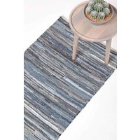 Denim Handwoven Striped Chindi Hall Runner 66 x 200 cm cm x 200 cm