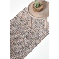 Real Leather Handwoven Pattern Hall Runner 66 x 200 cm cm x 200 cm