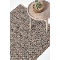 Real Leather Handwoven Diamond Pattern Rug cm x 150 cm
