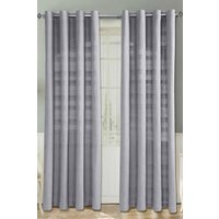Homescapes Cotton Rajput Ribbed Curtain Pair in Silver | Size: 140 cm width x 137 cm drop