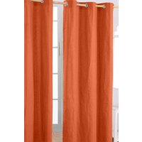 Plain Cotton Ready Made Eyelet Curtain Pair Burnt cm width x 183 cm drop