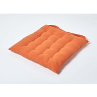 Seat Pad Luxury 100% Cotton Indoor Outdoor Garden Cushion Button Tie 40cm Burnt
