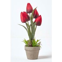 Artificial Tulips Grey Decorative Stone Pot 27 cm
