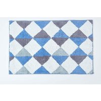 Harlequin Pattern Yellow & Grey Cotton Bath Mat