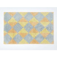 Harlequin Pattern & Grey Cotton Bath Mat