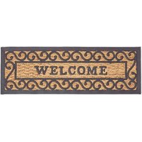 Homescapes Welcome Rubber & Coir Doormat in Black | Size: 25 cm x 75 cm