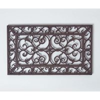Homescapes Cast Iron Door Mat Brown Rectangular Parisian Design | Size: 34 cm x 58 cm