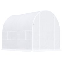OUTSUNNY Greenhouse Solid Frame Walk-in Garden Grow Large Insect Poly Tunnel in White