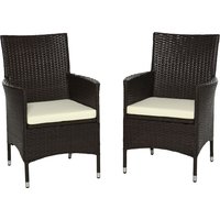 OUTSUNNY 2PC Outdoor Rattan Armchair Wicker Dining Chair Set for Garden in Dark Brown | Size: 2 Pack