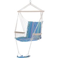 OUTSUNNY Outdoor Hammock Hanging Rope w/ Footrest Armrest Patio Swing Seat in Blue