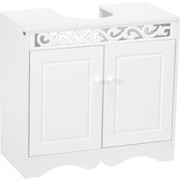 HOMCOM Under Sink Wooden Cabinet Storage Unit Cupboard Bathroom Double Door in White