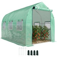 OUTSUNNY Walk in Polytunnel Greenhouse Galvanised Steel w/ Zipped Door in Green