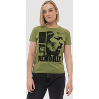 Jimi Hendrix Women's Let Me Live Skinny Fit T-Shirt in Green | Size: Large