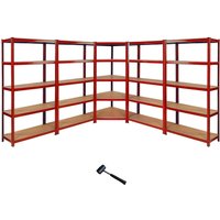Monstershop Z-Rax 90cm Corner Racking Bundle: Corner Shelving & 4 Garage Racking in Red