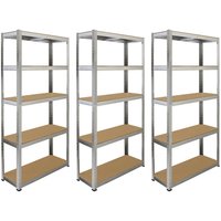 Monstershop 6 x GALWIX 90cm x 180cm x 30cm Galvanised Racking in Silver | Size: 90 cm x 180 cm x 30 cm