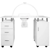 Monstershop Professional Manicure Table & LED Half Moon Lamp in White | Size: 1