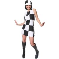 I Love Fancy Dress Women's 60s Black & White Chequered Dress Costume | Size: Medium