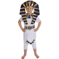 I Egyptian Costume Top + Trousers + Blue & Gold Belt + Headpiece