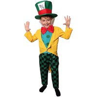 I Mad Hatter Costume Hat Yellow Jacket Turquoise Shirt