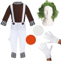 I Chocolate Factory Worker Costume Wig Gloves & Face Paint