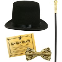 I Chocolate Factory Boss Set Hat Cane Tie & Ticket