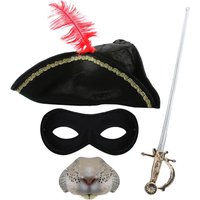 I Highway Rodent Accessory Set Feather Tricorn Hat Mask & Sword
