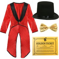 I Factory Boss Costume Jacket Hat Tie & Ticket