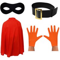 I Super Potato Costume Cape Mask Belt & Gloves Red