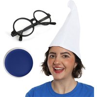 I Gnome Hat Blue Face Paint & Glasses