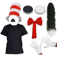 I Crazy Cat Costume Set Cat Nose & Thick Fluffy Tail