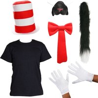 I Crazy Cat Costume Set T Shirt Cat Nose Fluffy Tail