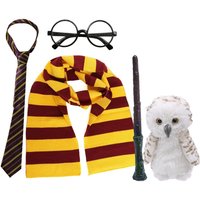 I & Gold Wizard Set Scarf Tie Wand Glasses & Owl