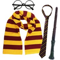 I & Gold Wizard Set Scarf Tie Wand & Glasses