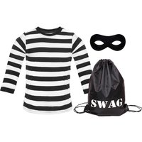 I Storybook Burglar Costume Long Sleeve Top Mask & Swag Bag