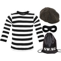 I Storybook Burglar Costume Long Sleeve Top Hat Mask & Bag