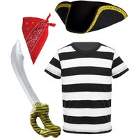 I Pirate Costume Set Top Hat Bandana & Sword